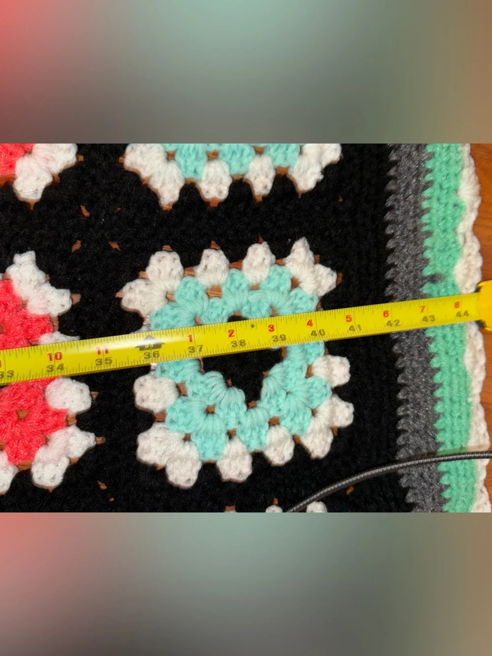 VTG Afghan Crochet Throw Blanket Granny Square Handmade Colorful
